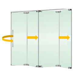 Tabique móvil vidrio plegable con puerta 1