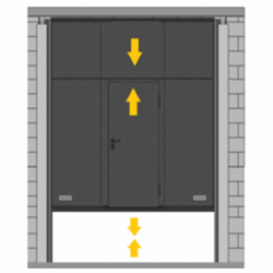 Puerta de guillotina telescópica con peatonal incorporada